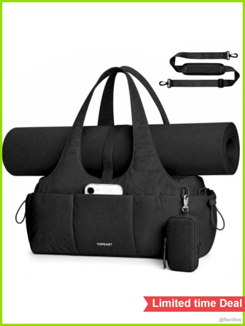 Gym Bag with Yoga Mat Holder 17L Duffel Wet Dry Pocket